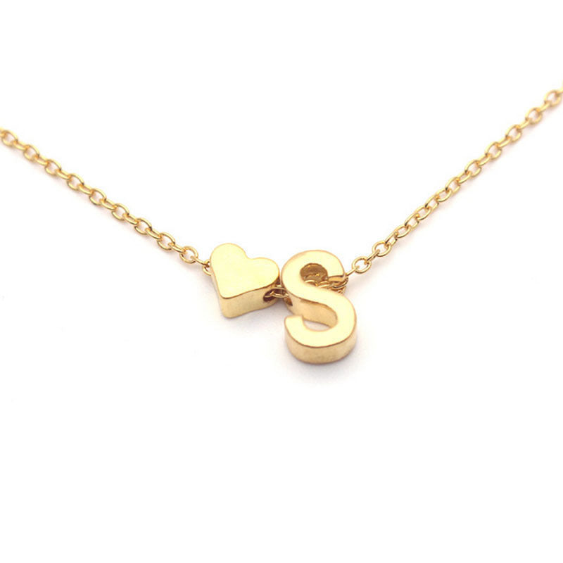 Initial Necklace with Heart - Get a FREE Initial Bracelet