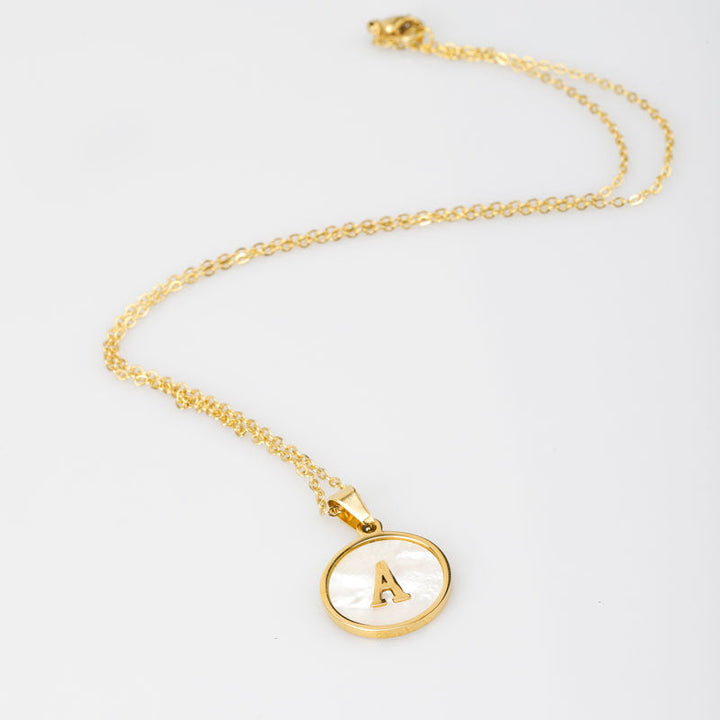 Initial Letter Oval Necklace