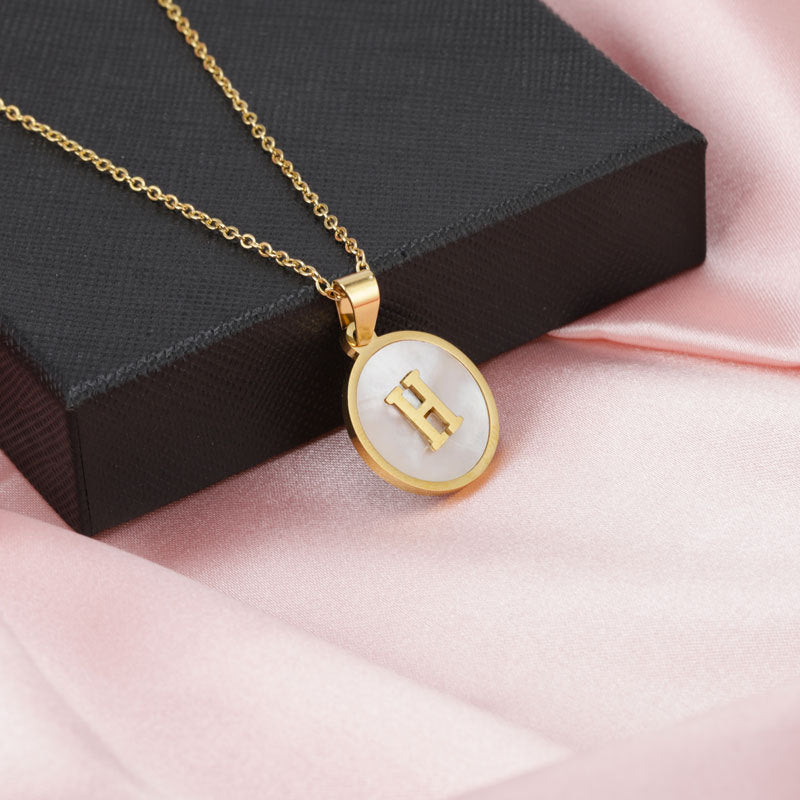 Initial Letter Oval Necklace