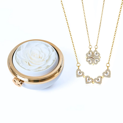 Eternal Rose Box & Clover Necklace