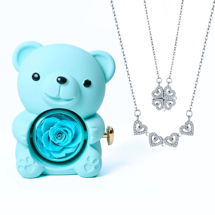 Eternal Love Bear & Clover Necklace