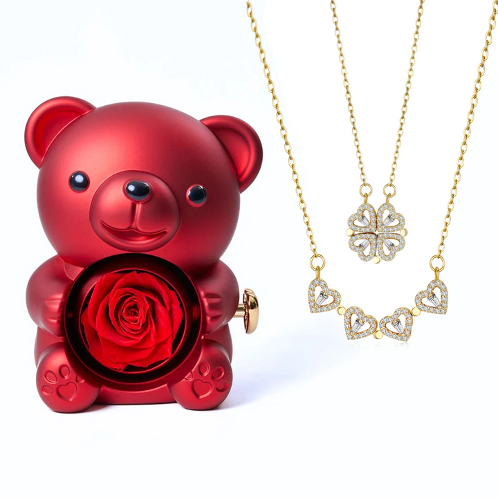 Eternal Love Bear & Clover Necklace