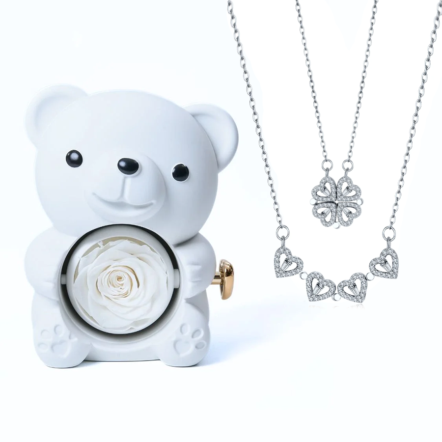 Eternal Love Bear & Clover Necklace