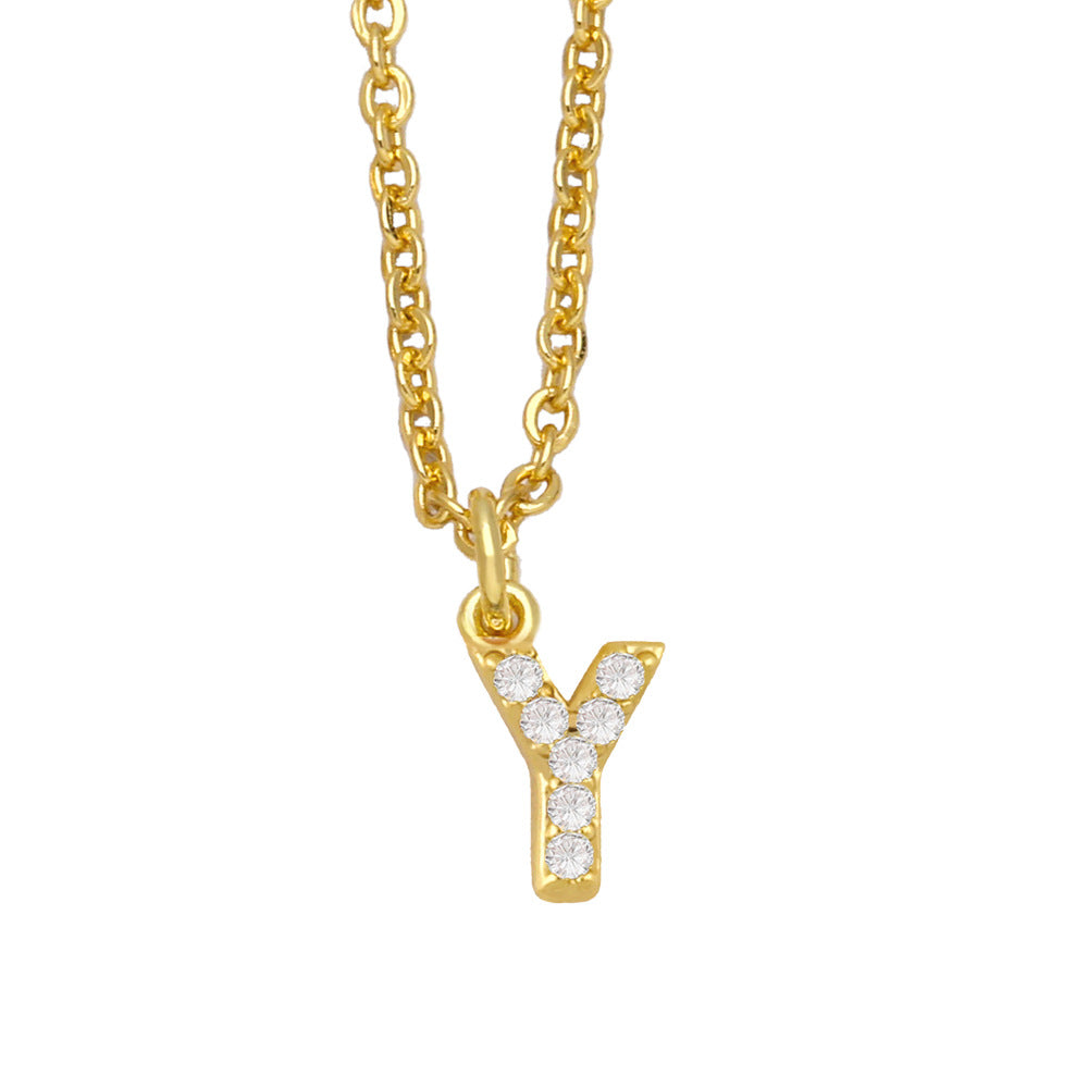 Initial Letter with zircon necklace