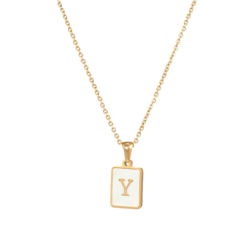 Initial Letter Squared Necklace