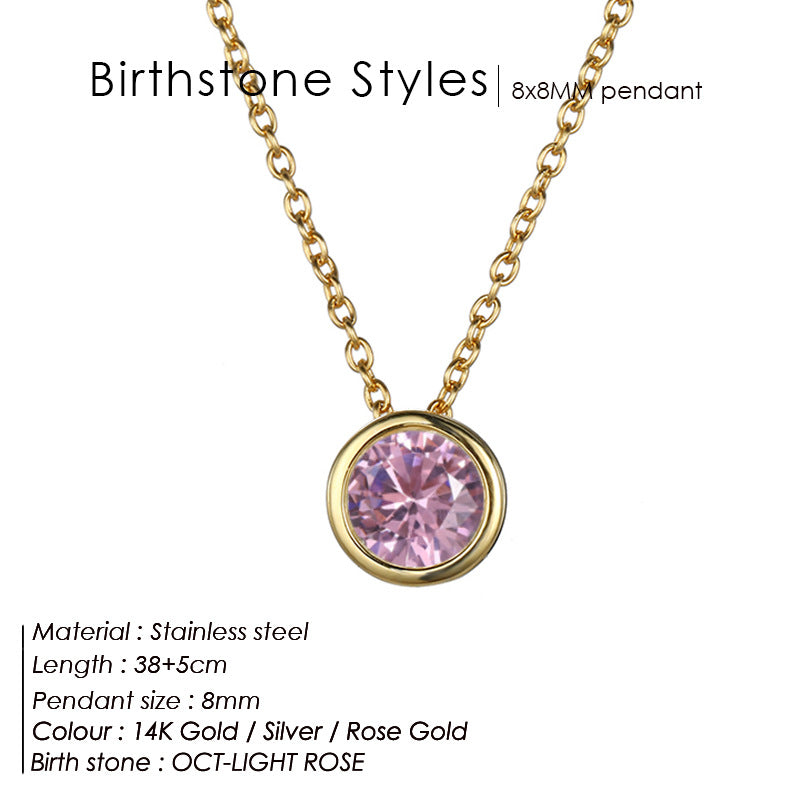 Round Birthstone Necklace