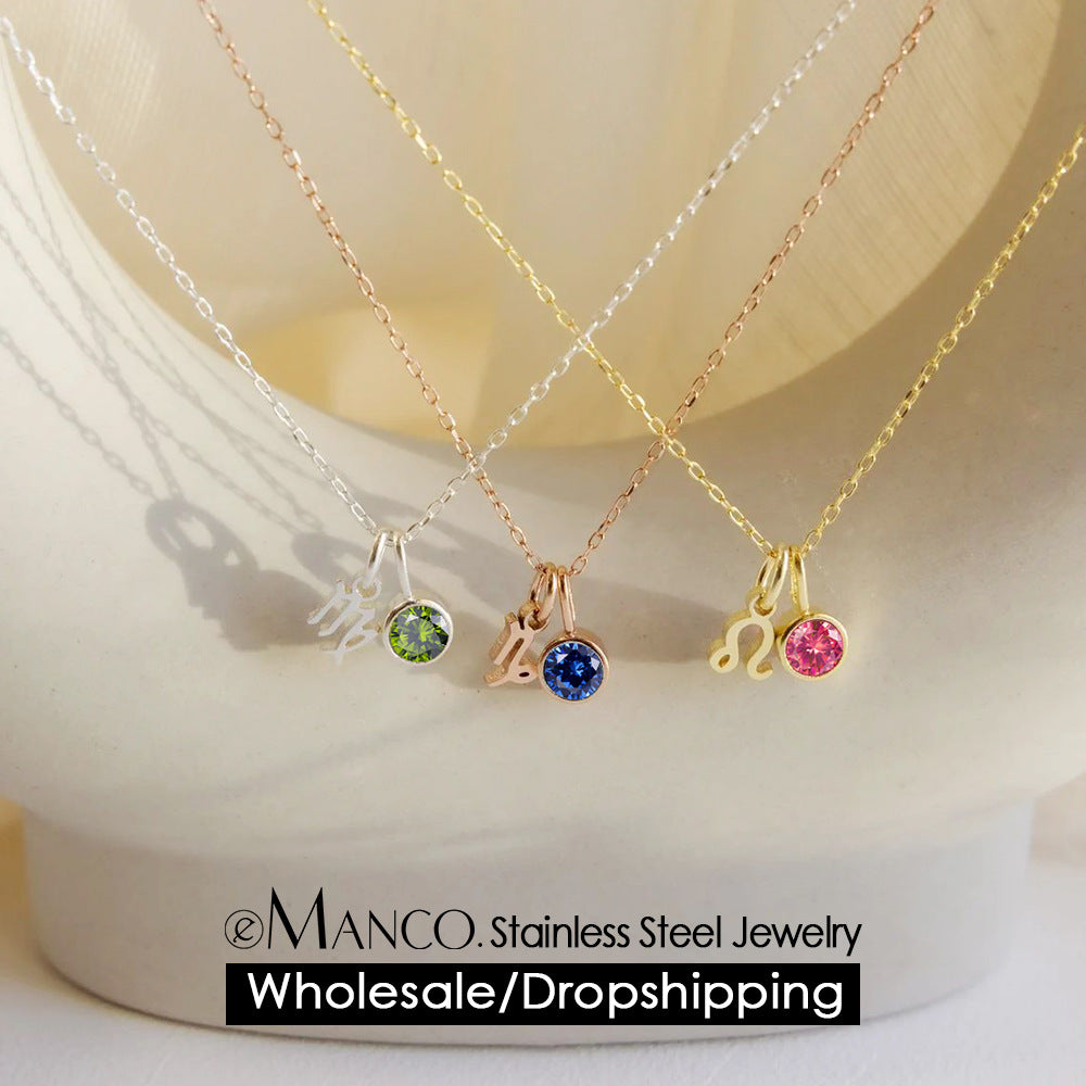 Zodiac Sign & Birthstone Necklace