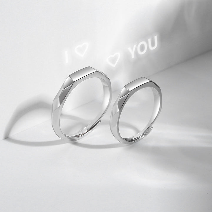 S925 sterling silver projection couple ring does not fade, niche ins style, simple, in the name of light, couple rings for men and women