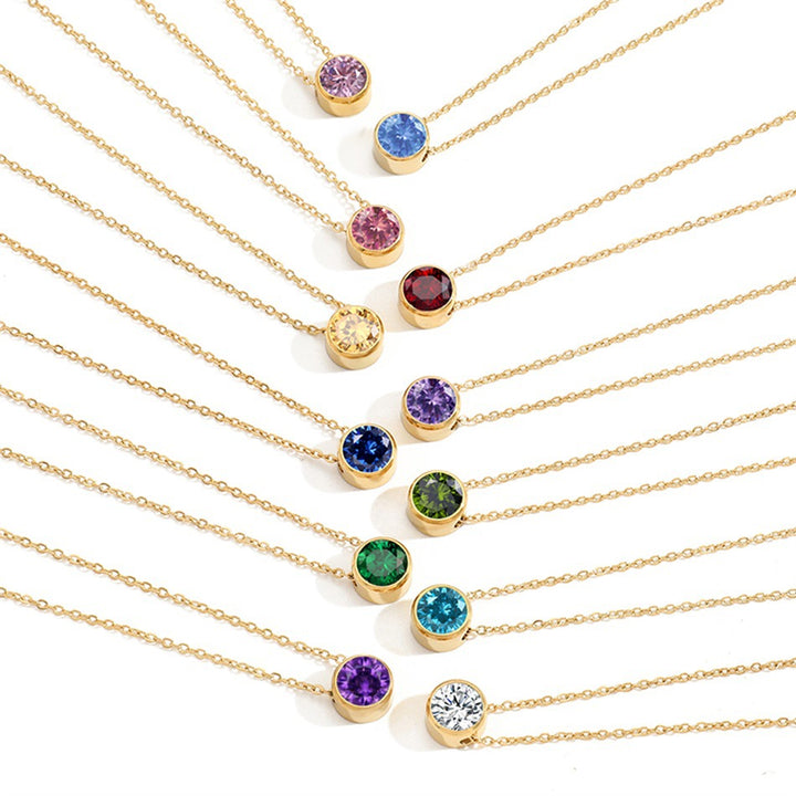 Round Birthstone Necklace