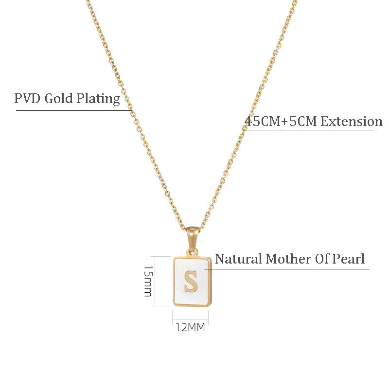 Initial Letter Squared Necklace