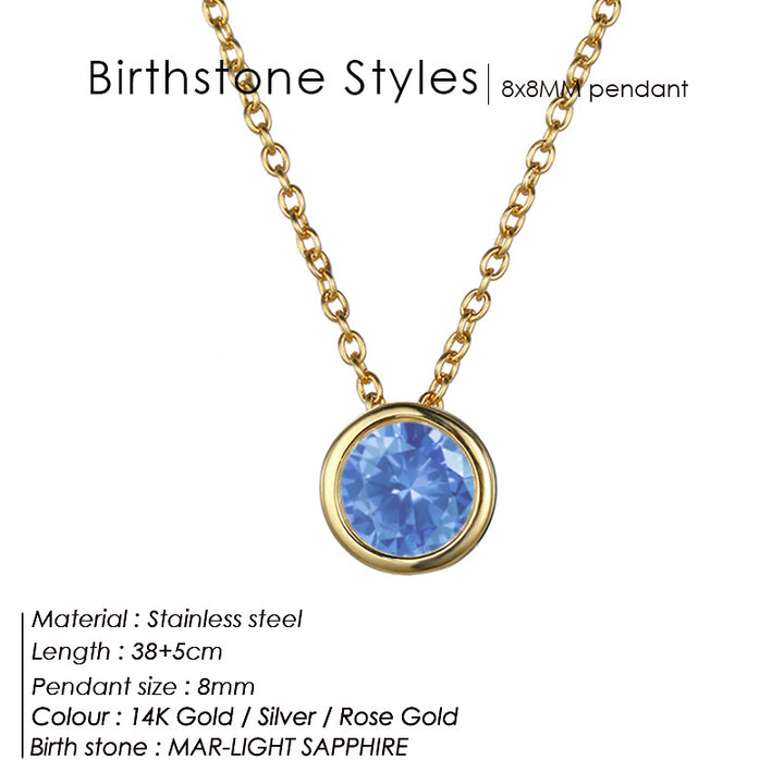 Round Birthstone Necklace