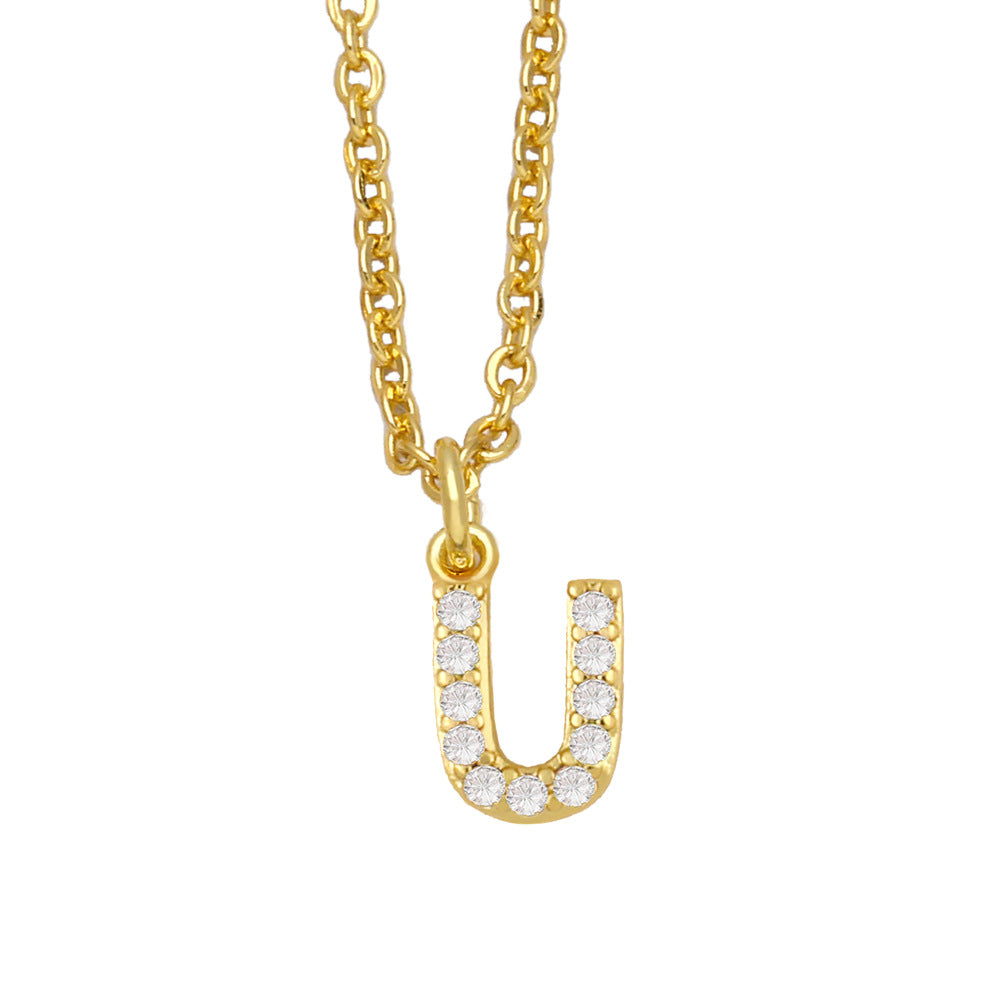 Initial Letter with zircon necklace