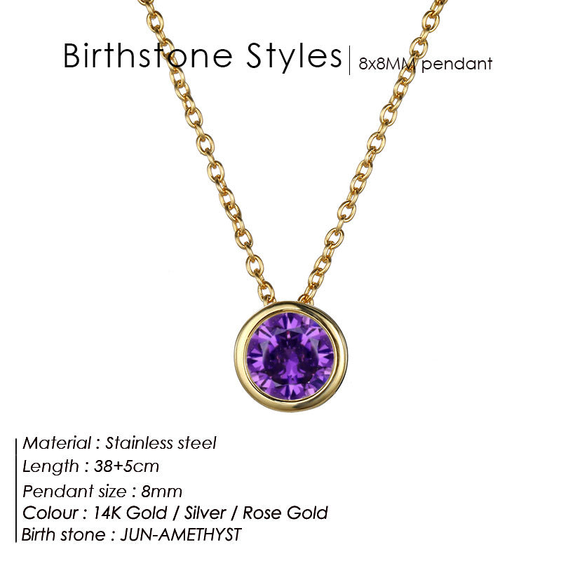 Round Birthstone Necklace