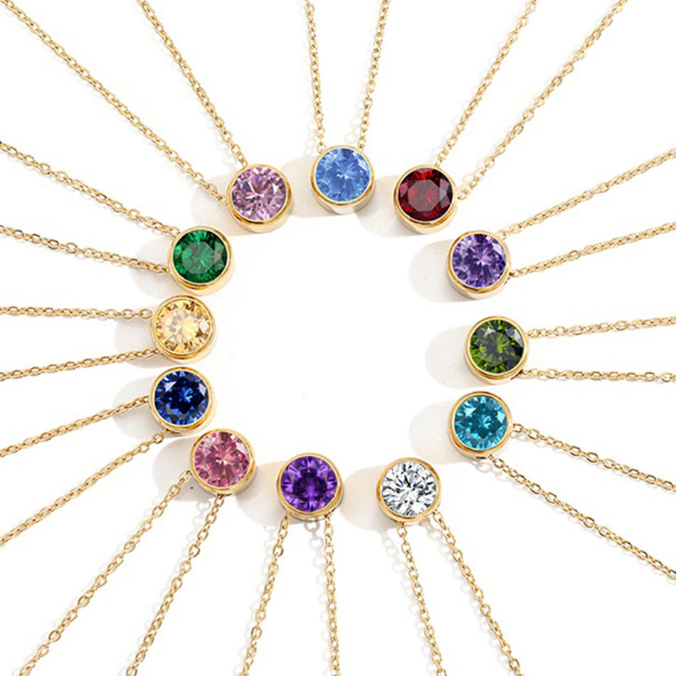 Round Birthstone Necklace