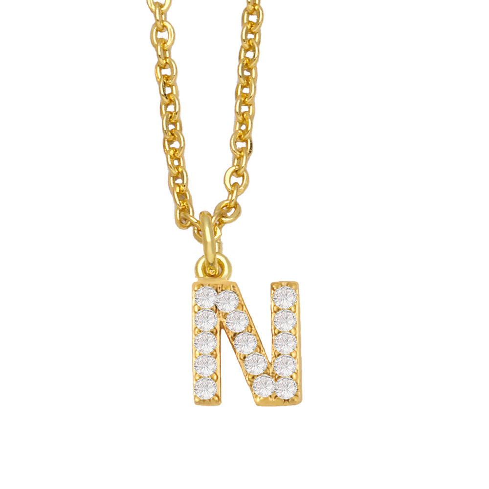 Initial Letter with zircon necklace