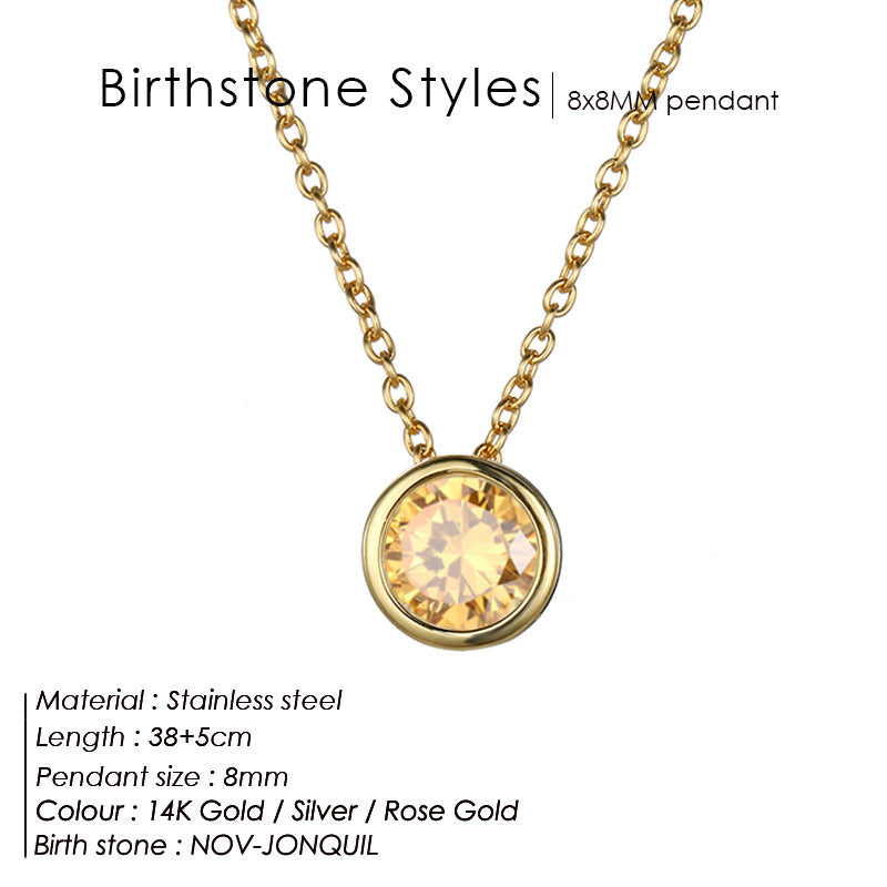 Round Birthstone Necklace