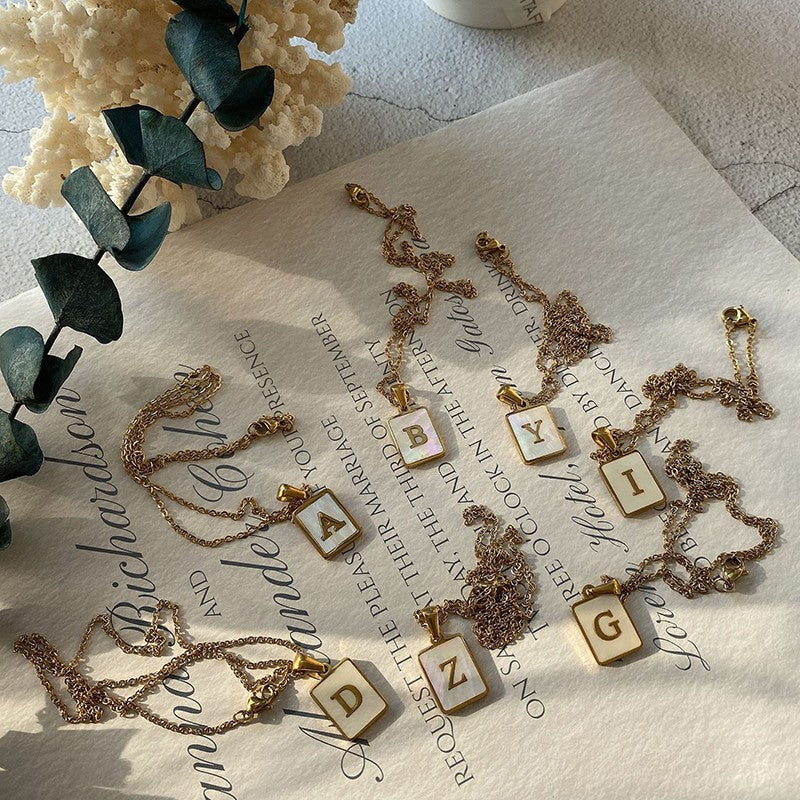 Initial Letter Squared Necklace