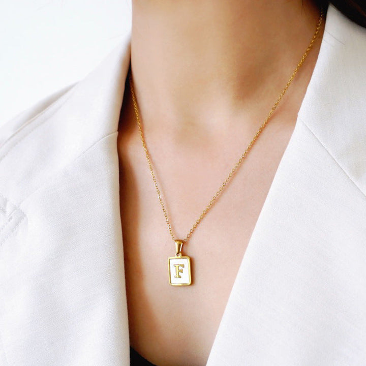 Initial Letter Squared Necklace