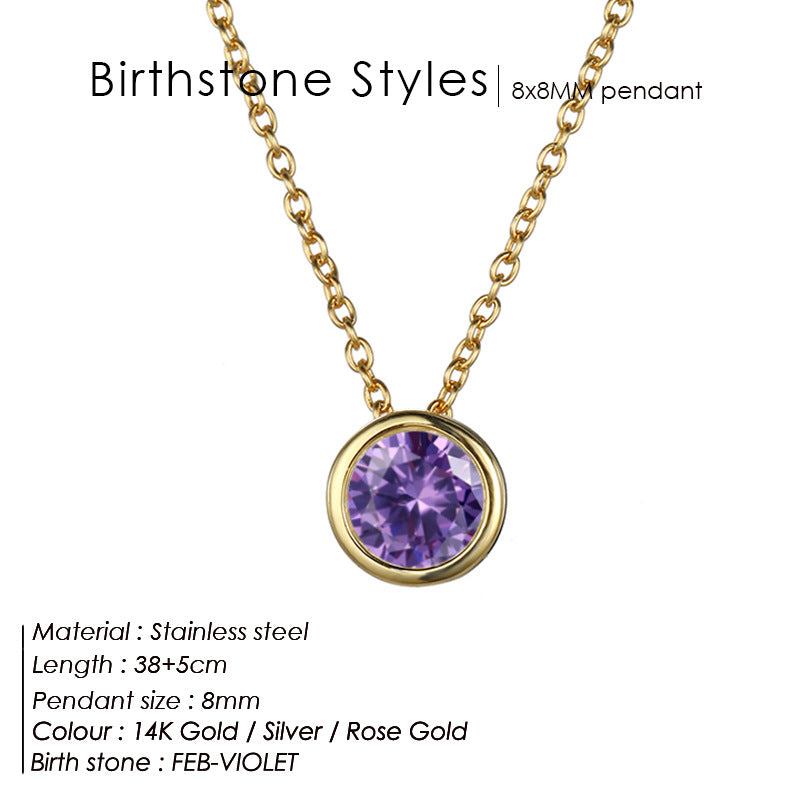 Round Birthstone Necklace