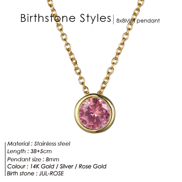 Round Birthstone Necklace