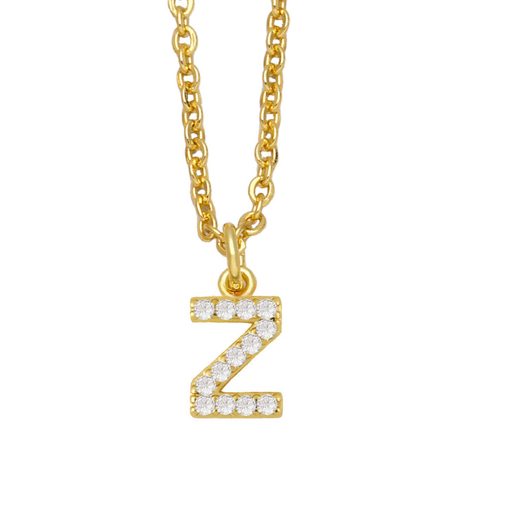 Initial Letter with zircon necklace