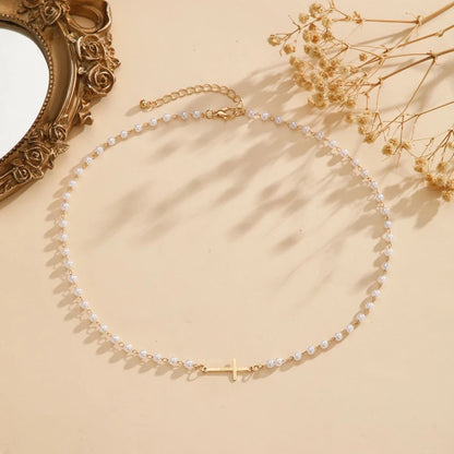Cross & Pearl Necklace