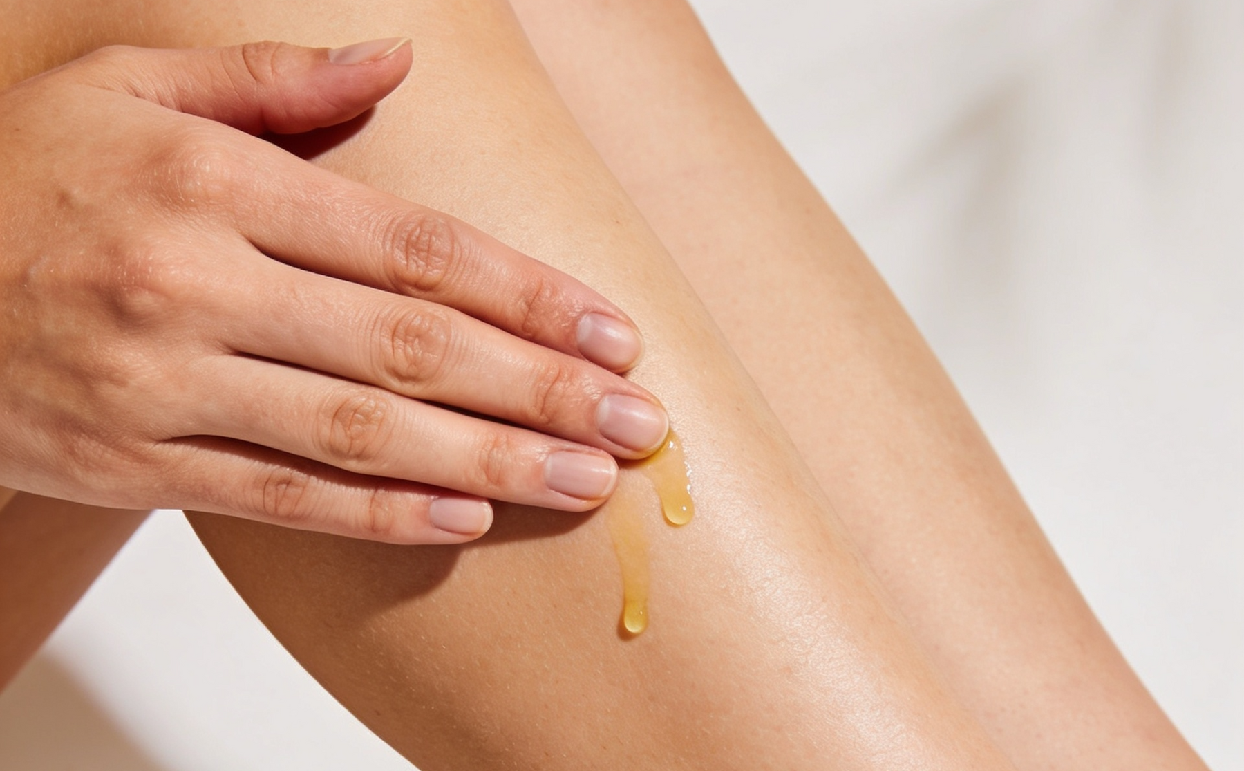 Cyperus Rotundus Oil drops applied to smooth skin