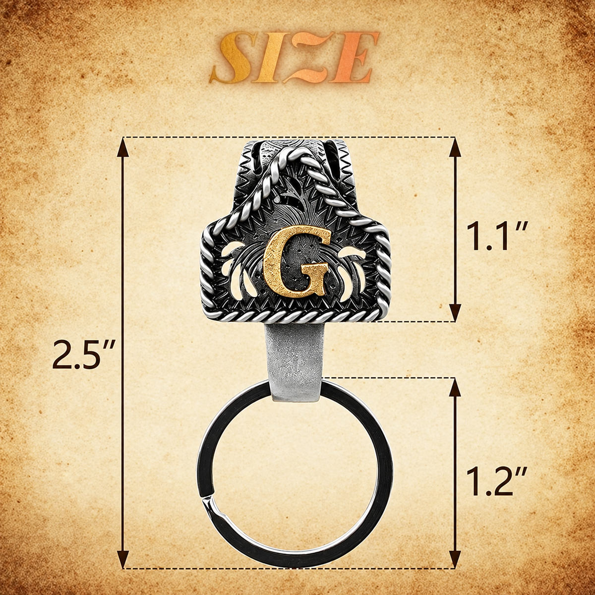 Personalized Western Initial Key Clip