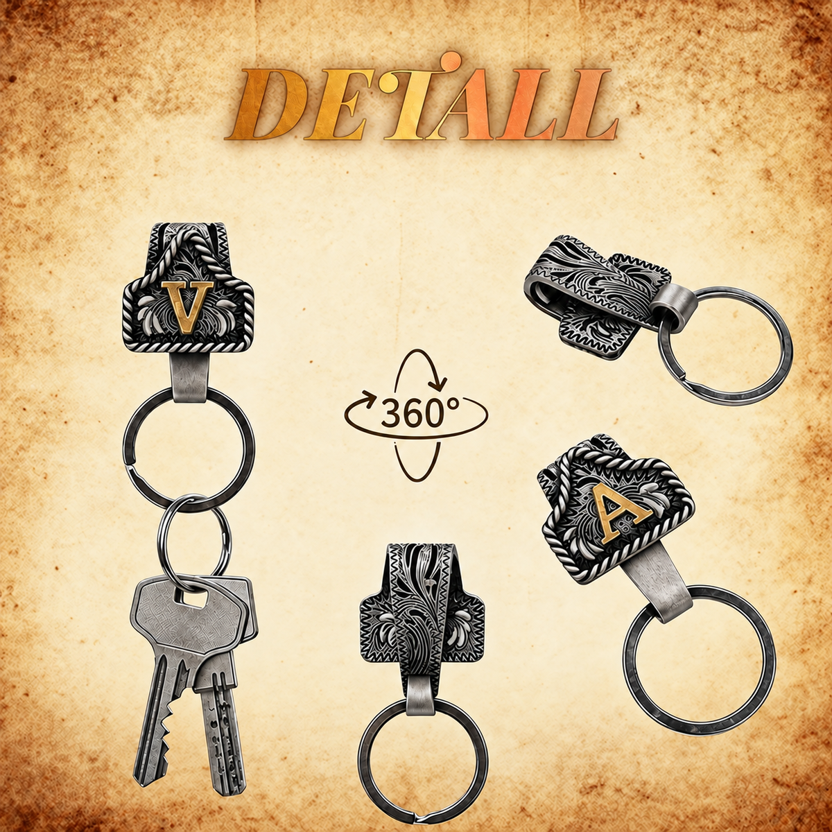 Personalized Western Initial Key Clip