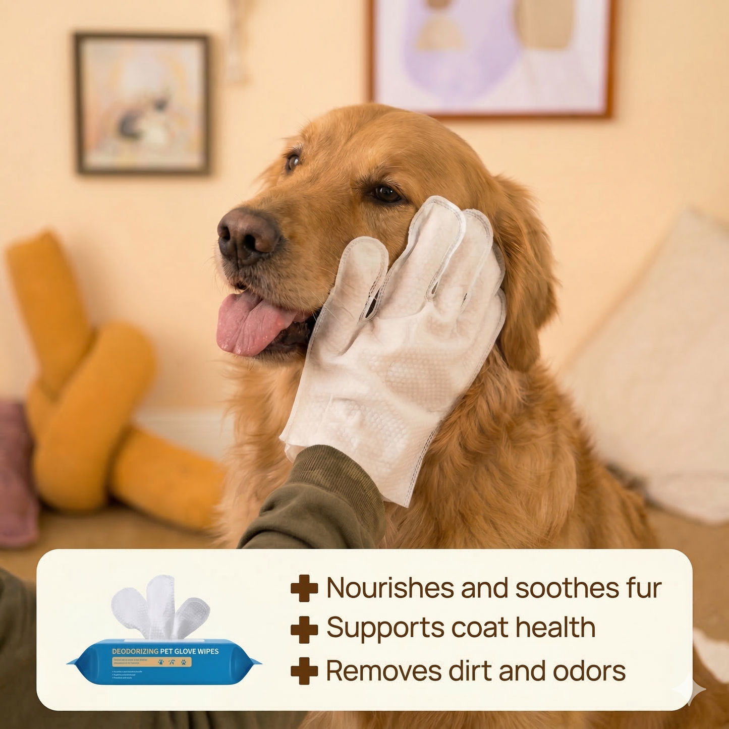 CuddleClean™ Cleaning & Deodorizing Pet Glove Wipes