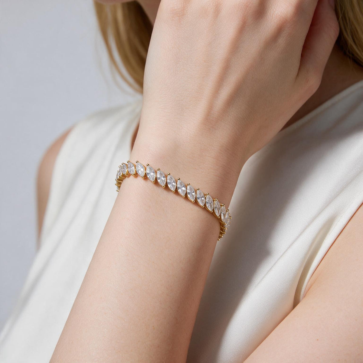 Solene 14K-Gold Plated Marquise Tennis Bracelet